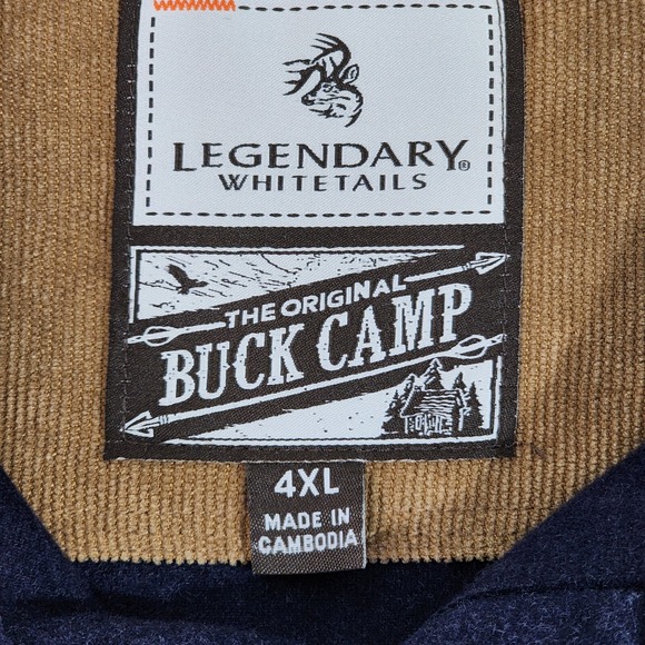 Legendary Whitetails Shirt Mens Size 4XL Blue The Original‎ Buck Camp Flannel - Picture 16 of 16